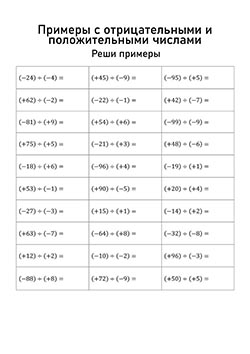 Карточки индивидуального опроса отрицательные числа 6 класс 26